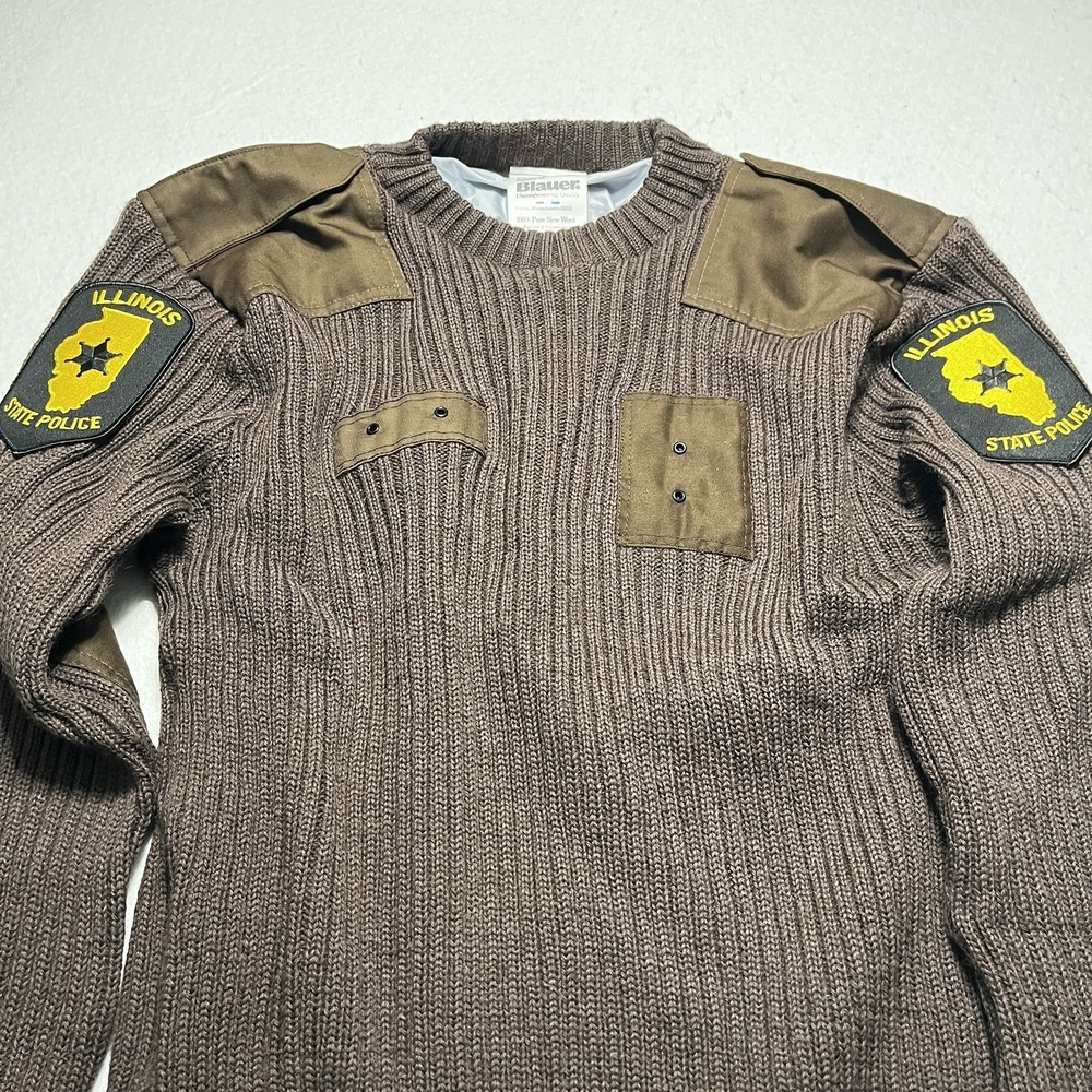 Blauer Illinois State Police XL Brown Wind Stopper Gore Wool‎ Commando Sweater